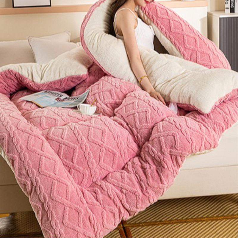 Двустороннее одеяло AB-версии, супертолстое, зимнее, теплое, для кровати, искусственный ягненок, кашемир, утяжеленное одеяло, мягкое, комфортное, теплое, стеганое одеяло