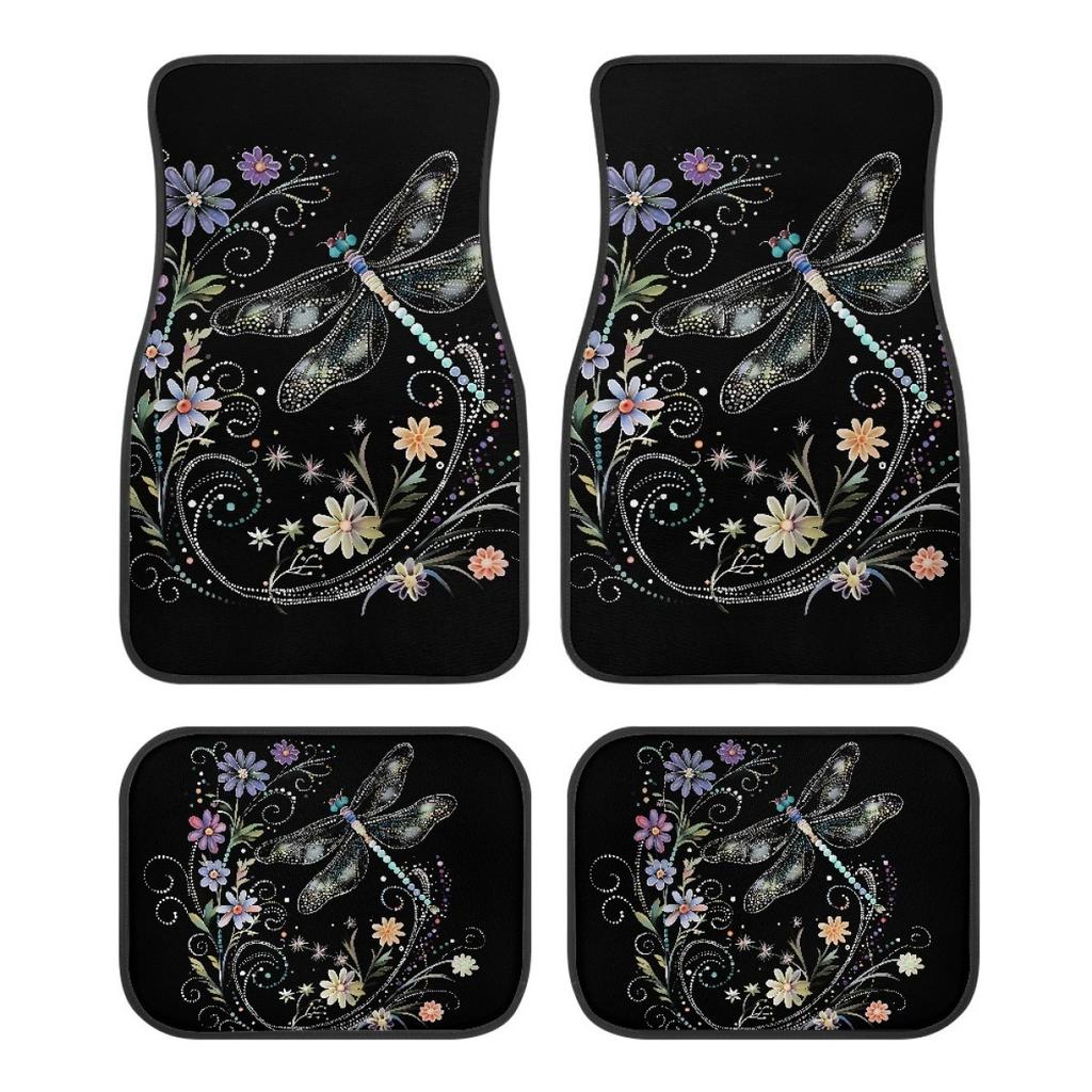 Cross-Border Temu Dragonfly Crystal Velvet Is Dirt-Resistant And Easy To Take Care Of. The Car Mat Is Non-Slip, Wear-Resistant And Easy To Clean