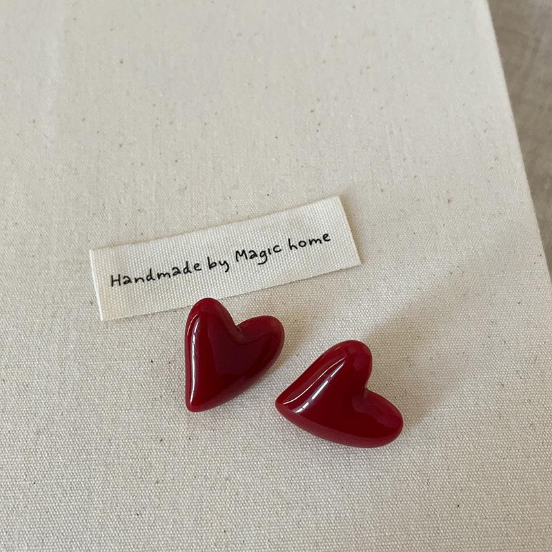 Серьги-гвоздики Ankola из красной смолы Love, женские, в гонконгском стиле, французские, ретро, элегантные, универсальные