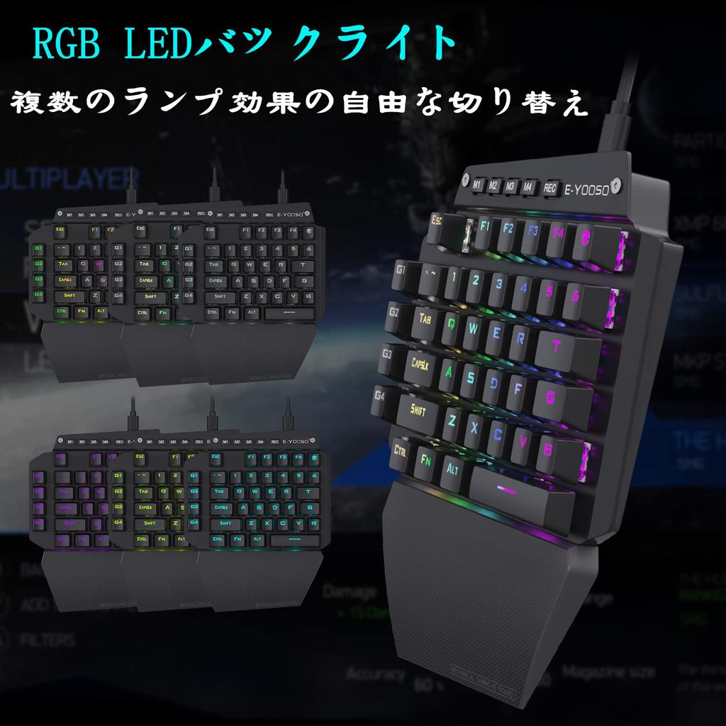 Gaming Keyboard 44 Keys Red Axis Mechanical Keyboard USB Wired Compact Design with RGB Luminous LED Backlight Fully Programmable Gaming Keyboard