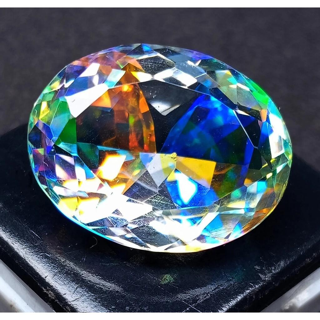 Natural Mystic Topaz Rainbow 25-26 Ct Oval Cut Certified Stunning Gemstone
