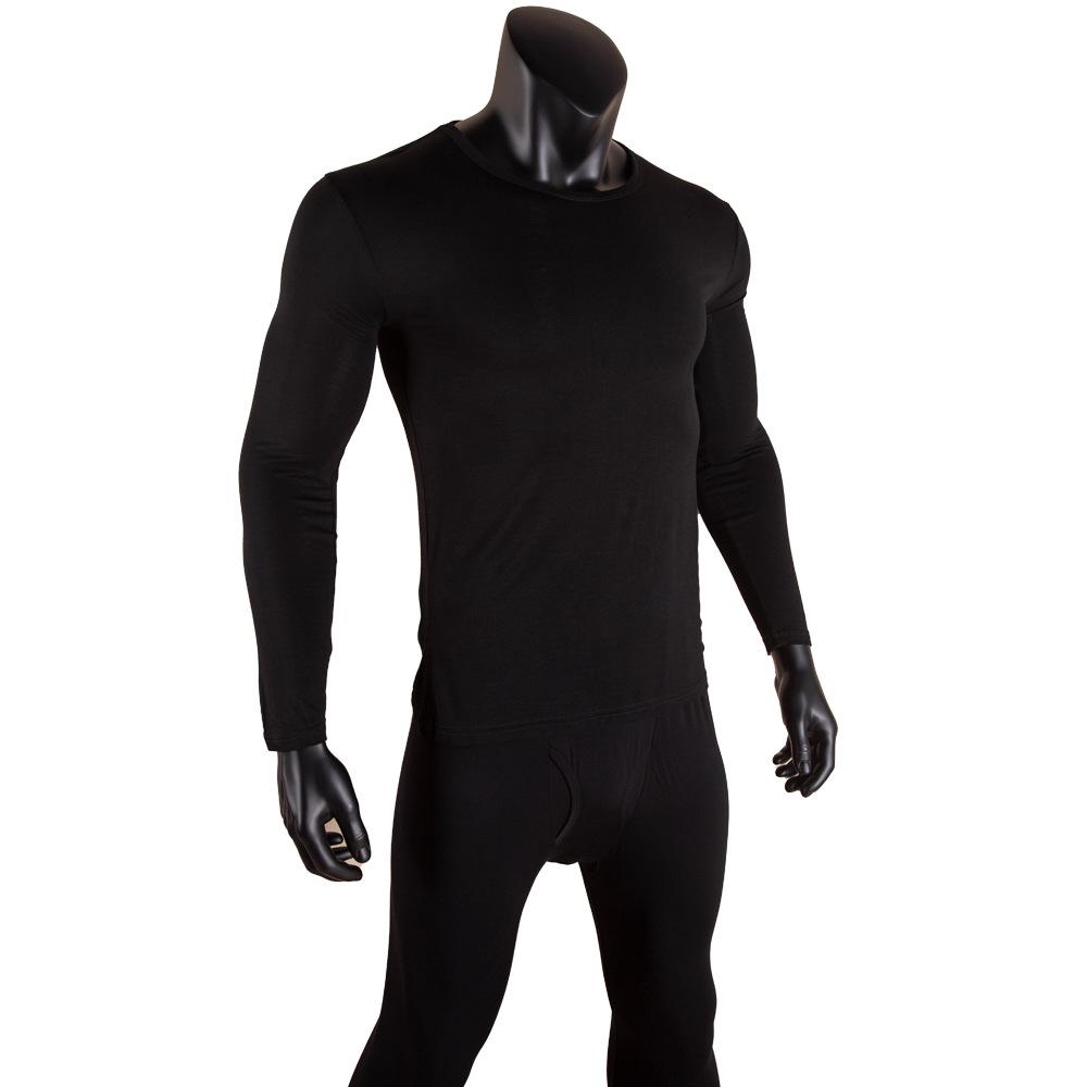 Мужской термокомплект из модала и хлопка с длинным рукавом - Легкий базовый слой с круглым вырезом для осени и зимы