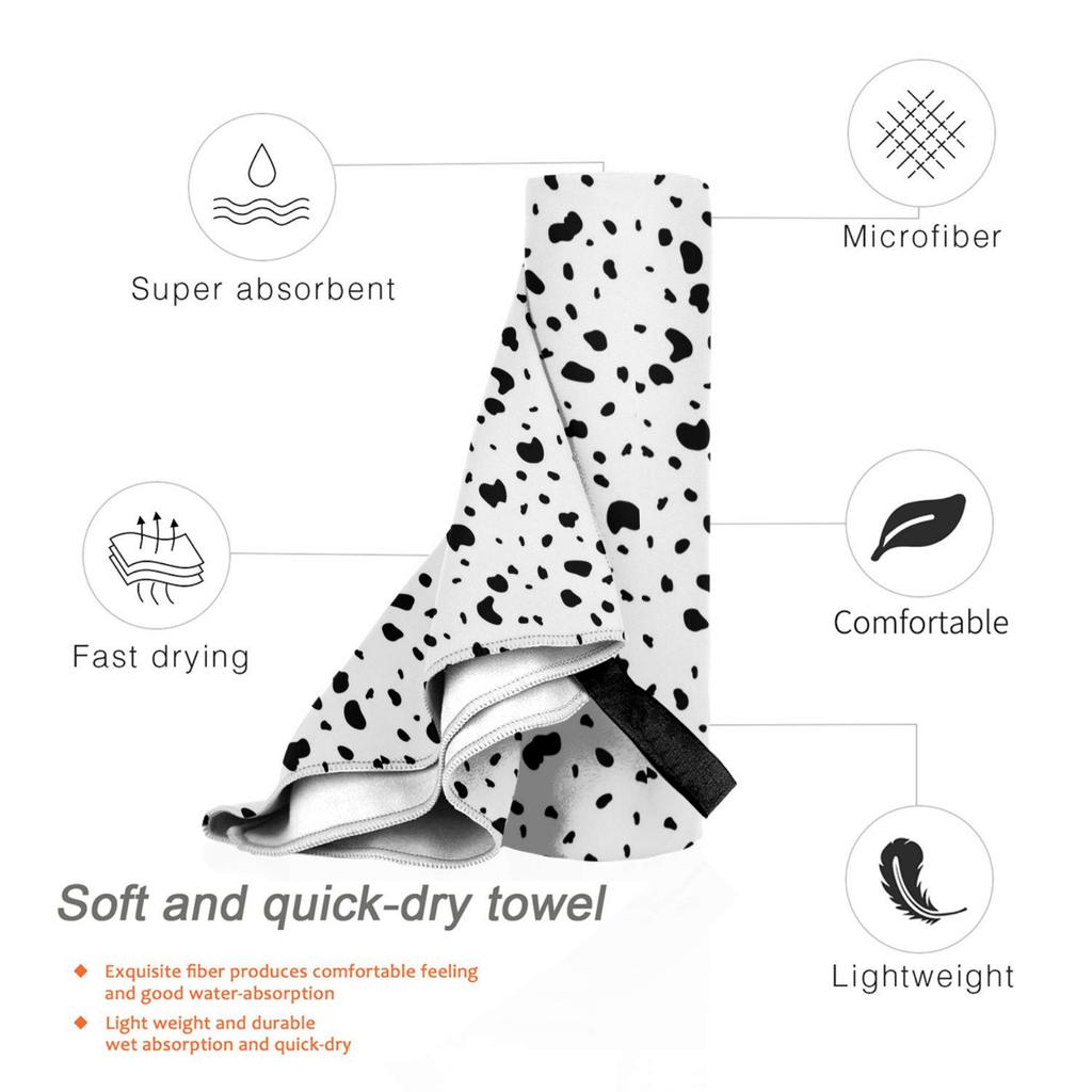 Dalmatian White and Black Dalmatian Dog Print Beach Towel Soft Microfiber Quick Dry Absorbent Quick Towels For Bath