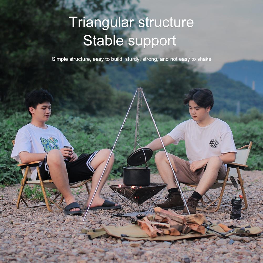 Тренога для костра из алюминиевого сплава, съемная подставка, нержавеющая сталь, цепь, рамка для котелка, инструмент, оборудование для пикника и приготовления пищи