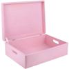 Boîte De Rangement En Bois À Décorer Rose - Creative Deco - XL - 40 X 30 X 14 Cm - Avec Couvercle Et Poignées