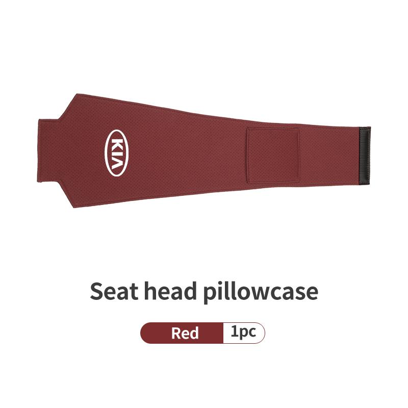 AAAFR1 Car Logo Headrest Cover Suede Perforated Breathable Head Pillowcase Pads For KIA Cerato Proceed Venga Stonic Picanto Sorento