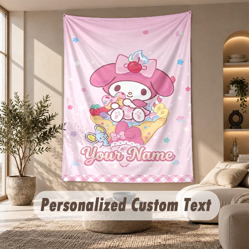 Tapestry Custom Name Text, Wall Hanging Tapestry Home Room DecorMy Melody