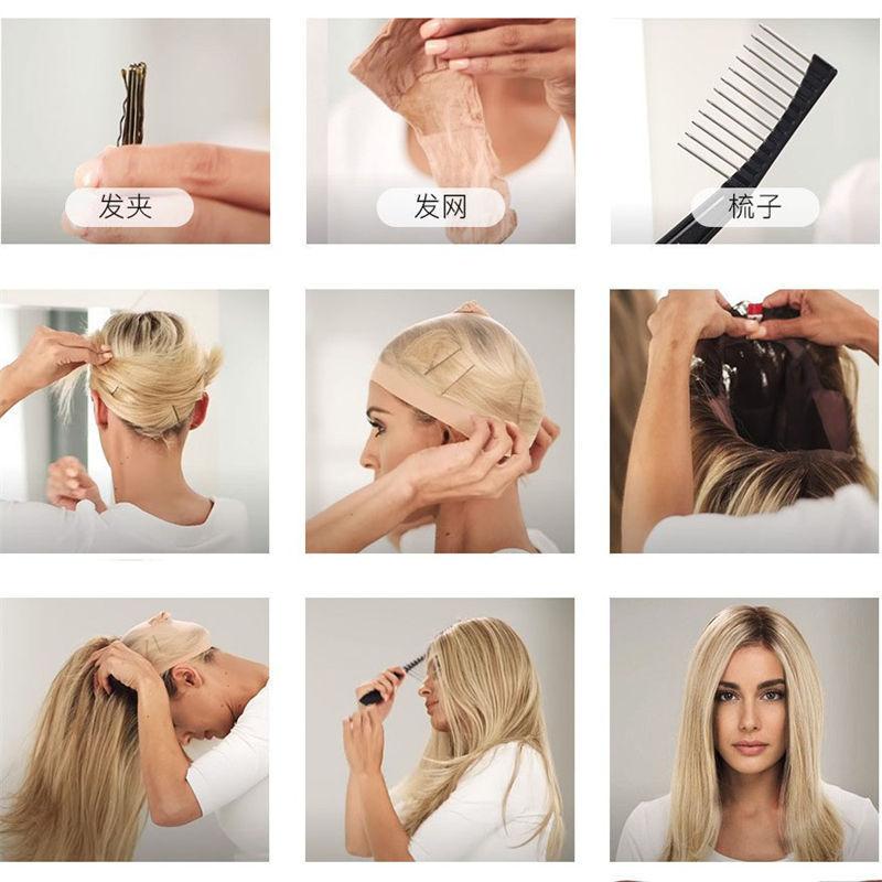 Длинный вьющийся модный парик, женский волнистый градиент с воздушной челкой, большой платиновый парик