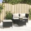 VidaXL Garden Lounge Set 3 Pcs with Cushions Black Wicker 319692