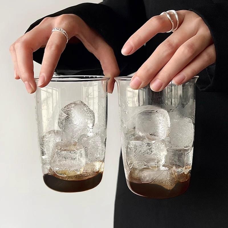Стеклянная кофейная чашка Японская молочная вода Кофейная стеклянная кружка Прозрачная стакан для питья воды Коктейль Сок Барное стекло Кухонный декор
