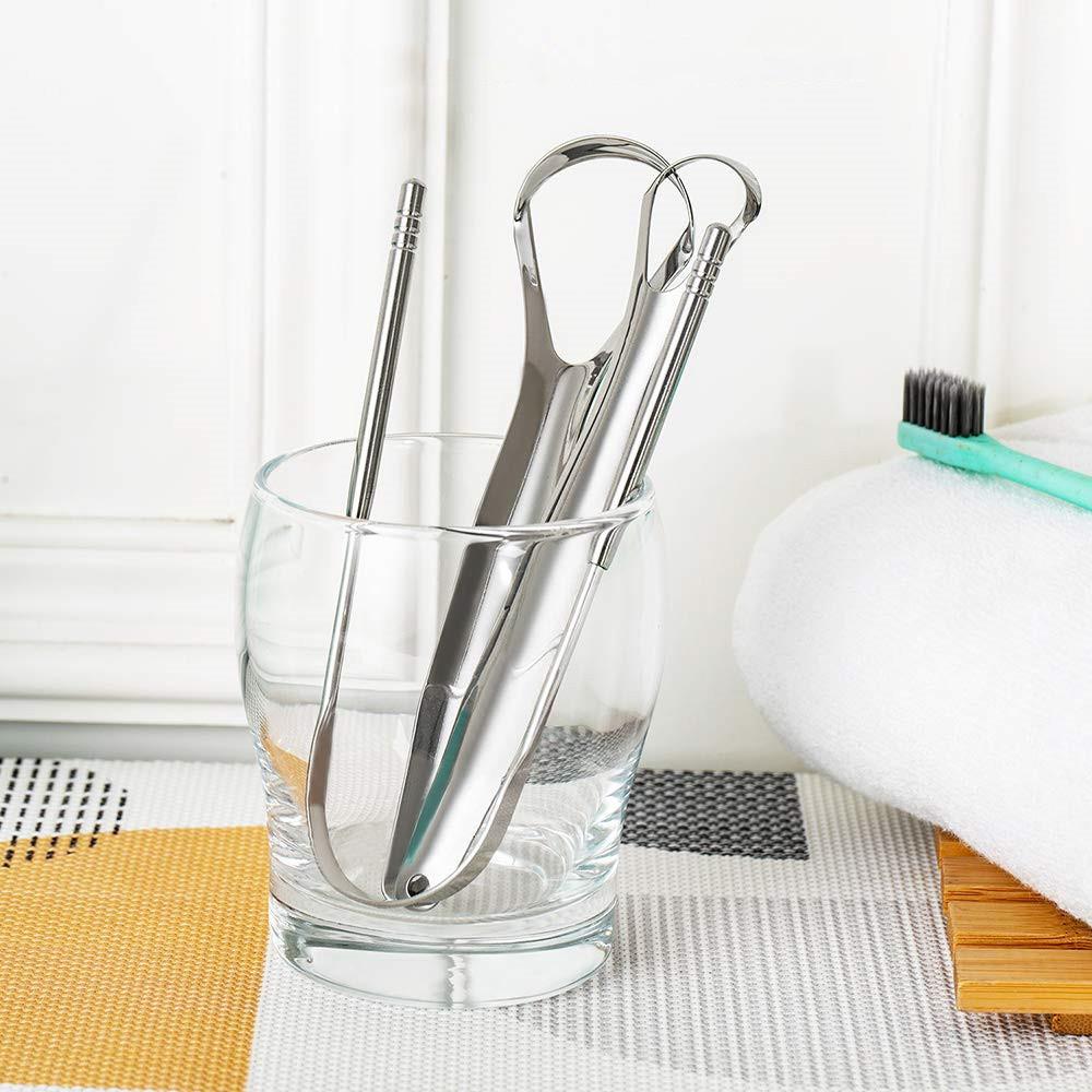 Портативный одно-/двухслойный скребок для языка, многоразовый чехол для щетки для полости рта из нержавеющей стали, нескользящая ручка, скребок для языка