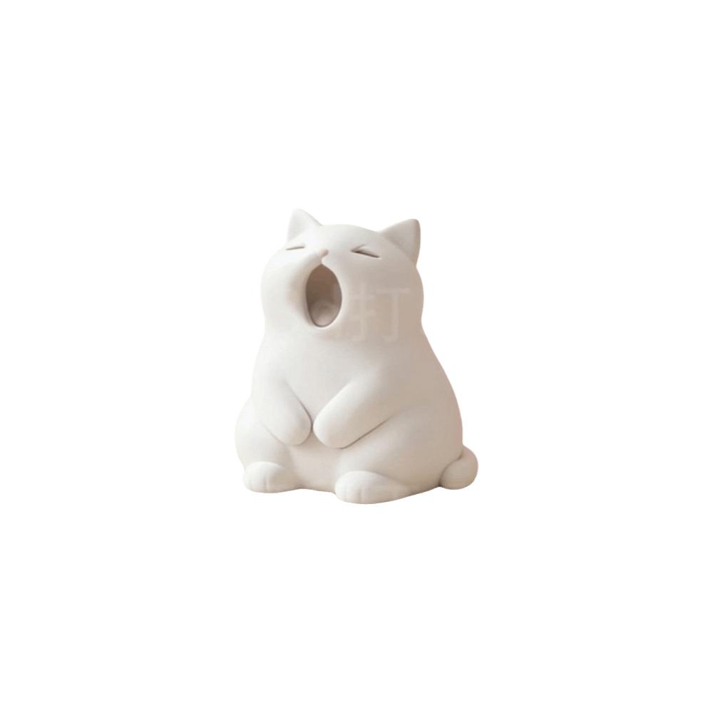 Minimalist Cat Statue Ornaments Kitten Sculpture Trinket Holder Yawning Cat Figurine Car Ornament