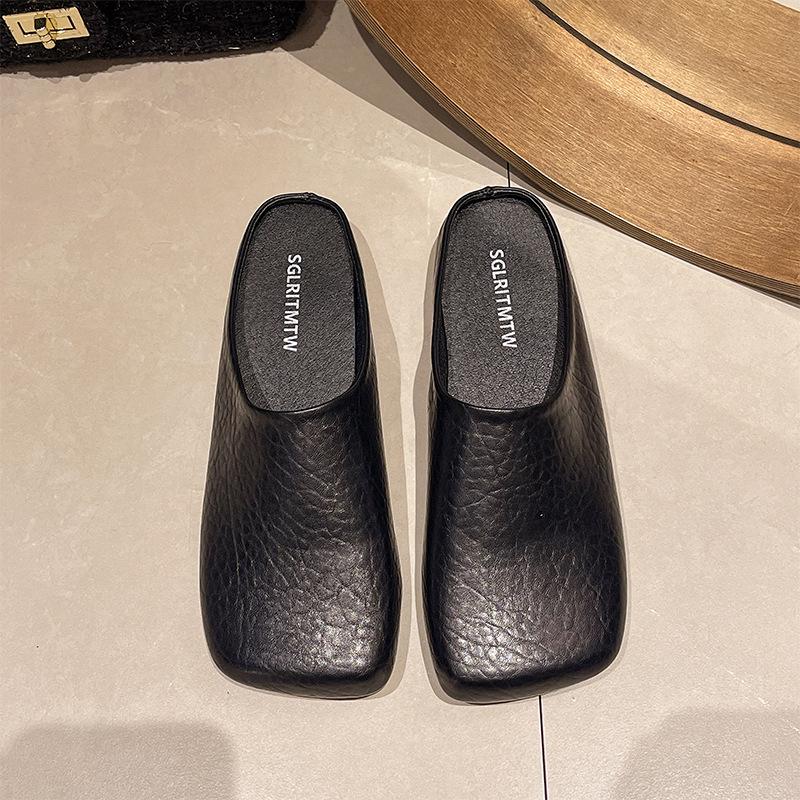 Тапочки Baotou, женские, новинка 2025 года, летняя одежда, ленивые, с одной педалью, одинарные туфли на плоской подошве, простые и универсальные, обувь Mueller