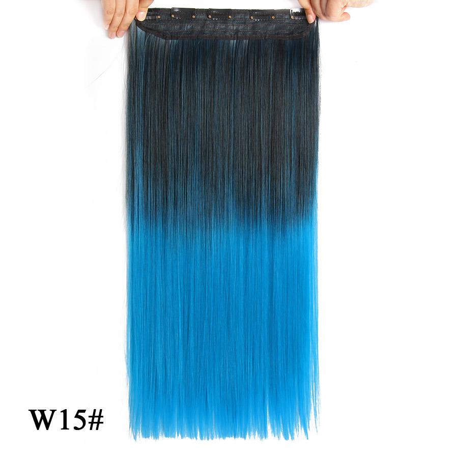 Прямые наращивания волос Ombre Розовый Фиолетовый Наращивание волос на 5 клипсах Синтетические дешевые 22 дюйма для женщин