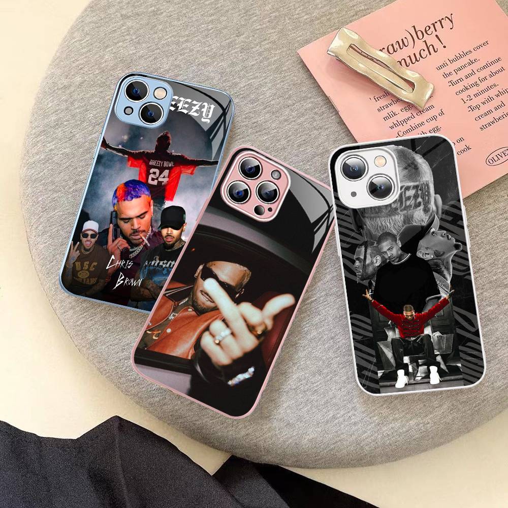 C-Chris B-Brown Для IPhone 14 13 12 Mini 11 Pro XS Max X XR 14 Plus Закаленное Стекло Чехол