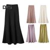 Женская юбка-рыбий хвост с высокой талией и запахом на бедрах, длинная юбка А-силуэта, однотонная, удобная, подчеркивающая фигуру юбка