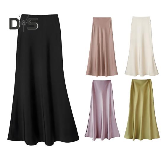 Женская юбка-рыбий хвост с высокой талией и запахом на бедрах, длинная юбка А-силуэта, однотонная, удобная, подчеркивающая фигуру юбка