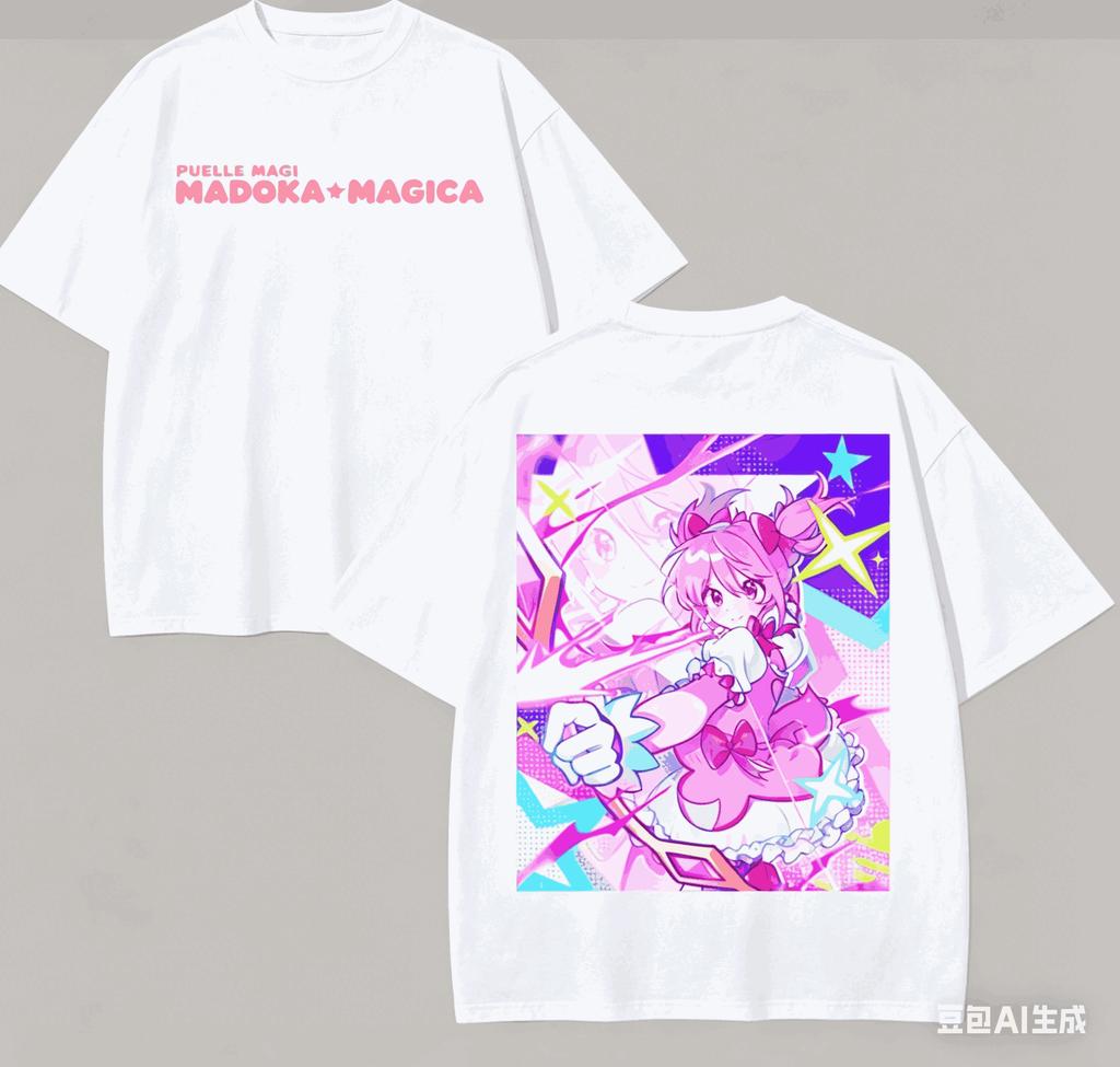 Puella Magi Madoka Magica Хлопковая футболка Одежда на весь год Высокое качество Личность Одежда Большие размеры Унисекс Новая модель Ретро Мода