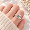 Adjustable Angel Footprint Wing Ring Rhinestone Embellished Fashion Band  Mother's Day Gift