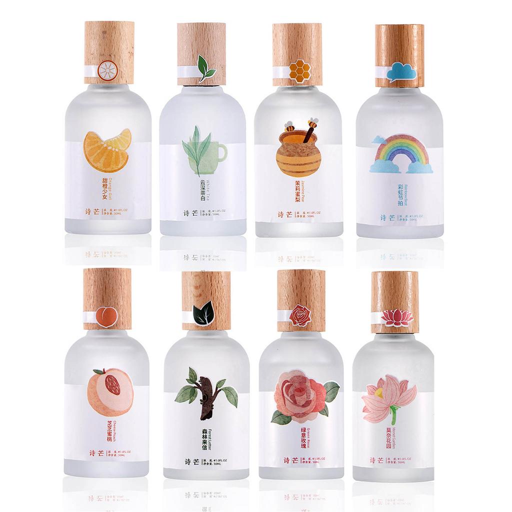 50ml Cute Perfume Beechwood Bottle Cap Frosted Surface Multiple Aromas Fragrant Long Lasting Lady Fragrance for Students