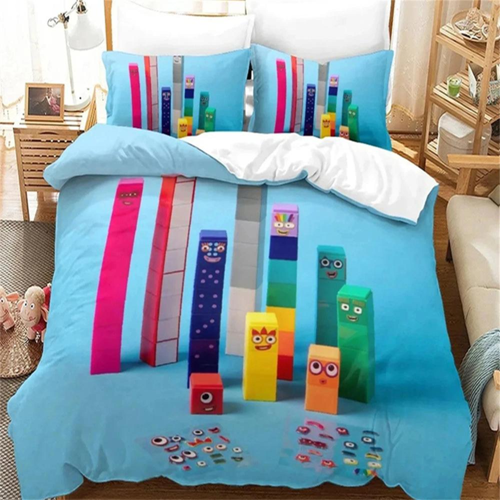 Cartoon Number-Blocks Bedding Set Duvet Cover Bed Set Quilt Cover Pillowcase Comforter King Queen Size Boys Adult