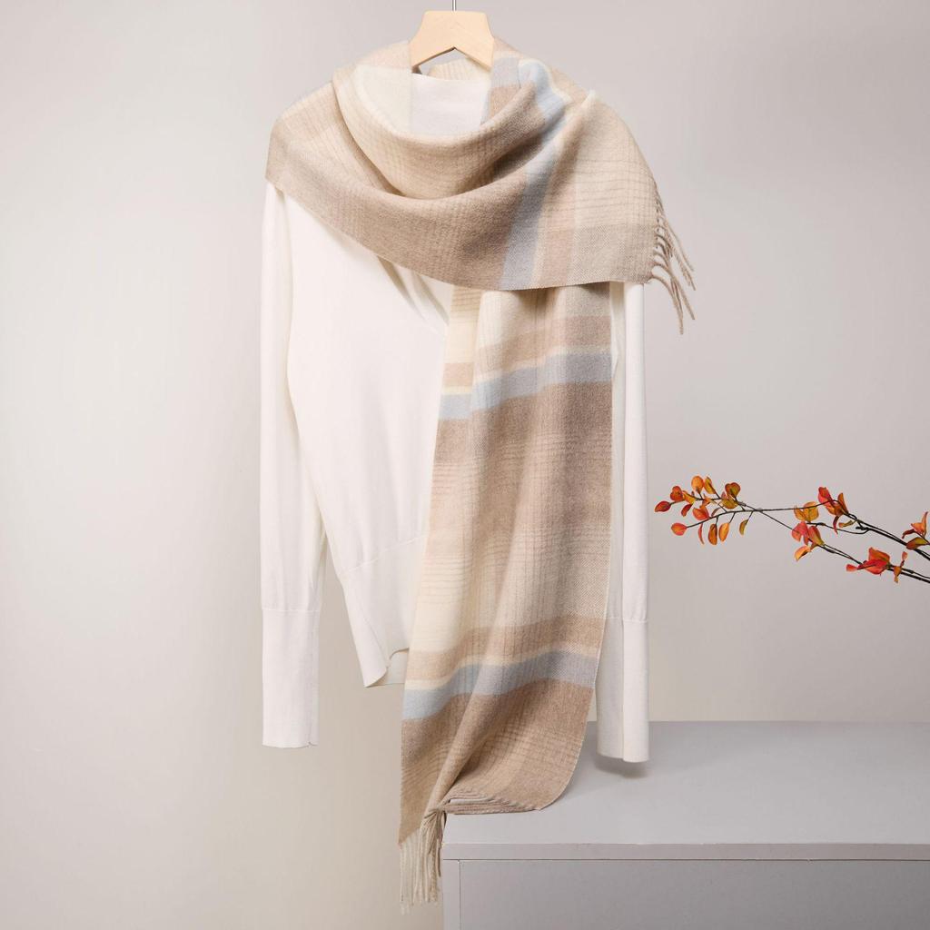 Warm Plaid Wool Scarf: Stylish British-Style Accessory for Men & Women, Perfect for Autumn & Winter