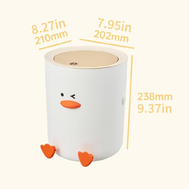 Miniature Duck Design Waste Bin ABS Home Decorative Trash Can with Press Lid Leakprevent For Kitchen Bathroom Office