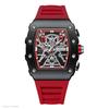 MEGIR Blue Watch Men Fashion Waterproof Lumious Tonneau Dial Chronograph Quartz Analog Wristwatch with Silicone Straph Auto Date