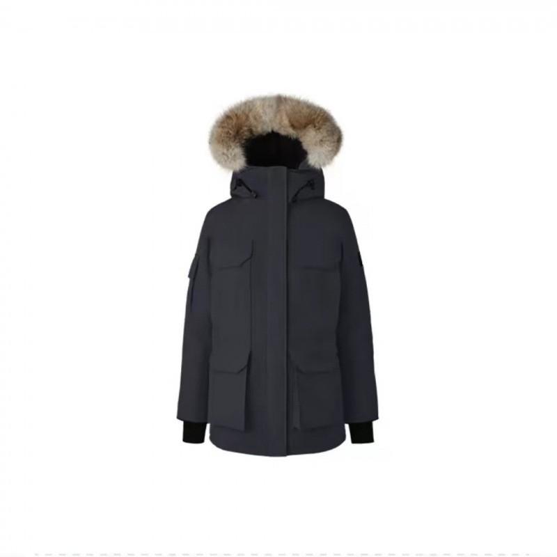 Unisex Thick Down Parka With Faux Fur Trim Hood Winter Warm Outdoor Jacket Men Women