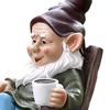 Кресло-качалка, фигурка гнома из смолы, держащая кофейный гном, статуэтка эльфа, скульптура для внутреннего и наружного использования, сада, патио, двора, газона, украшение, орнамент