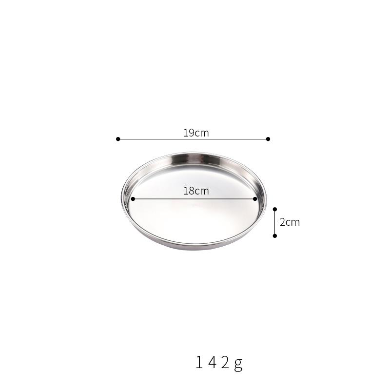304 Stainless Steel Plate Disc Commercial Golden Flat-bottomed Tray Thickened Cold Skin Sausage Powder Plate Steaming Plate Dish