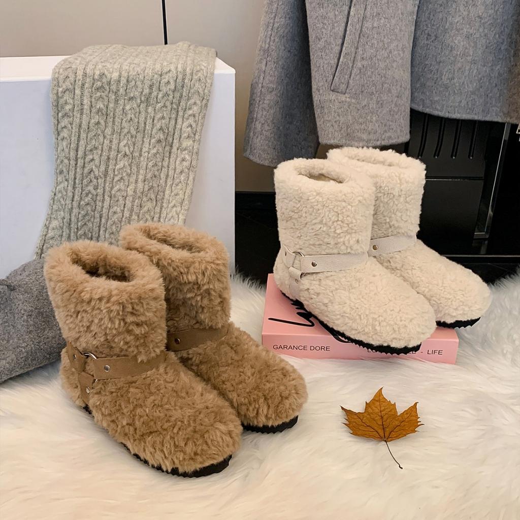 Женские большие размеры мягкие эластичные зимние теплые утепленные сноубутсы нескользящие износостойкие для улицы для отдыха спортивные плюшевые хлопковые ботинки