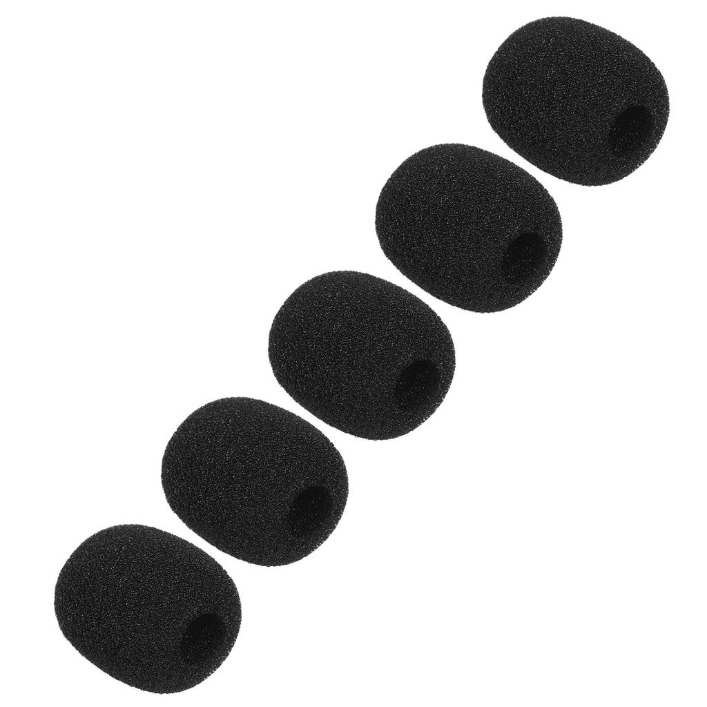 Mini Microphone Windscreens Mic Foam Covers for Lapel Headset Microphone Black, Pack of 5pcs