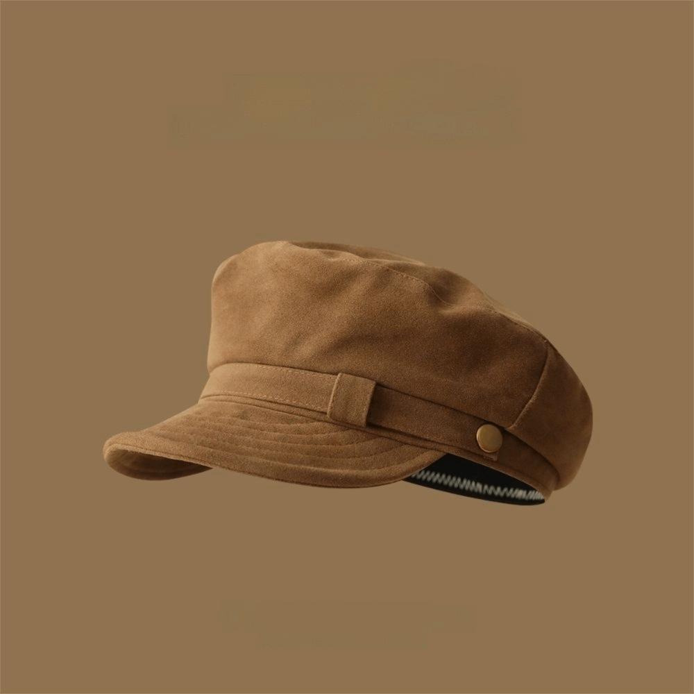 Suede Flat Top Hat Casual Fit Painter Hat Stylish Octagonal Hat Autumn Winter