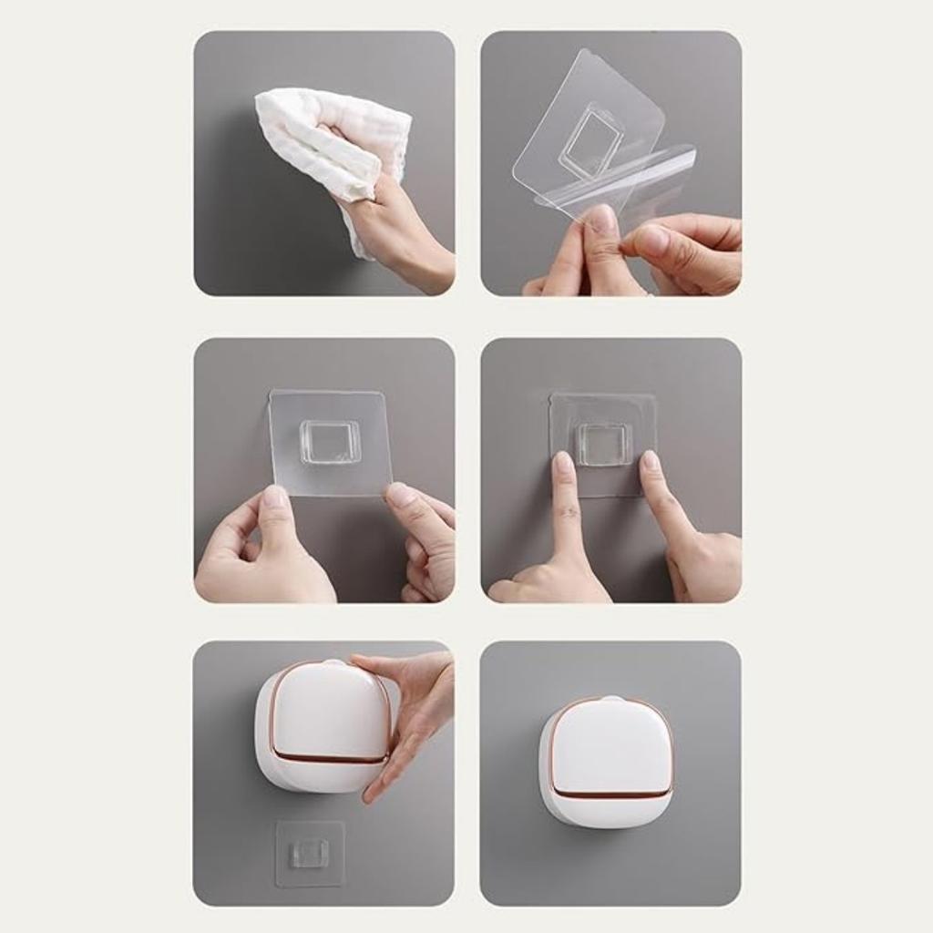 Adhesive Soap Holder for Shower Wall with Drainage Box, Waterproof Shower Bar Soap Holder Tray Soap Dish Wall Mounted Soap Caddy Organizer