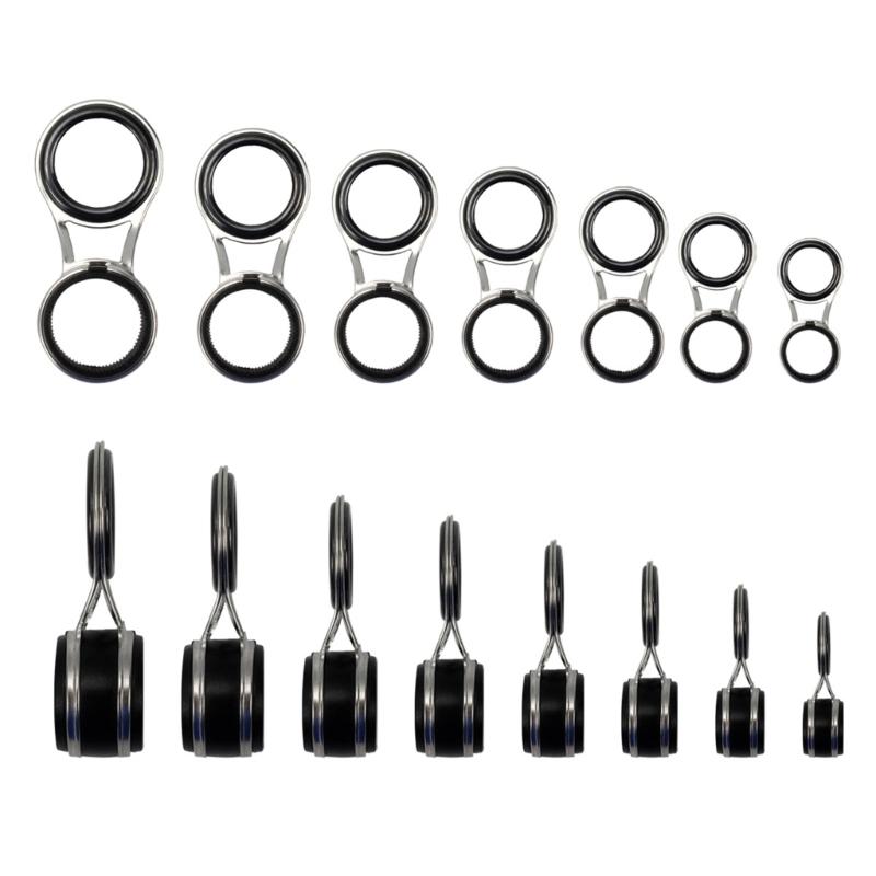 10Pcs 10 Size Stainless Steels Frame Fishing Rod Guides Replacement Set Fishing Rod Eye Repair Kits with Ceramic Rings