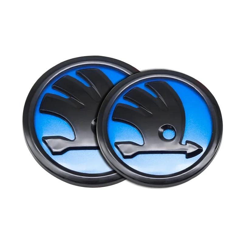 Car Sticker 2026 Hot 2pcs Car Front Hood Badge Rear Trunk Emblem Replacement Sticker For Skoda Yeti VRIS Rapid Octavia a5 a7 Kod