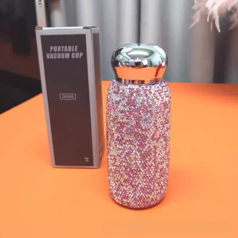 Мини-высокая красота женская термос кружка онлайн знаменитости ручной работы с инкрустацией бриллиантами автомобильная чашка для воды 304 карманная чашка из нержавеющей стали бутылка для воды
