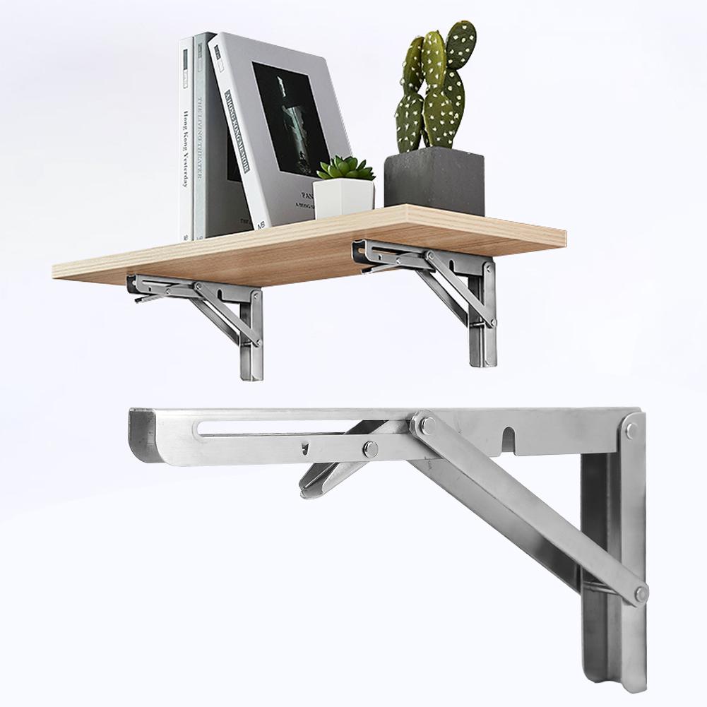 2Pcs Stainless Steel Triangular Folding Bracket Wall Shelf Support Heavy Duty Fixing Bracket