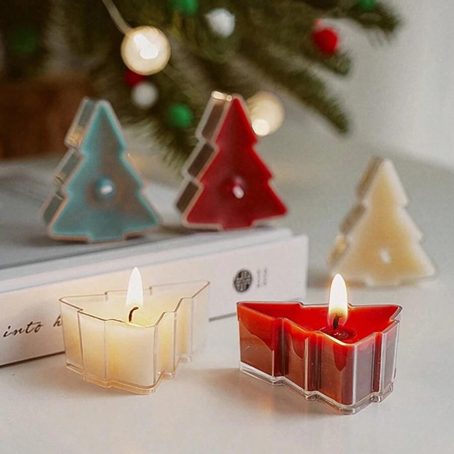 Christmas Tree Shaped Scented Aromatherapy Candle Soy Wax Long-Lasting Scented Decorative Candles Festive Home Party Decoration
