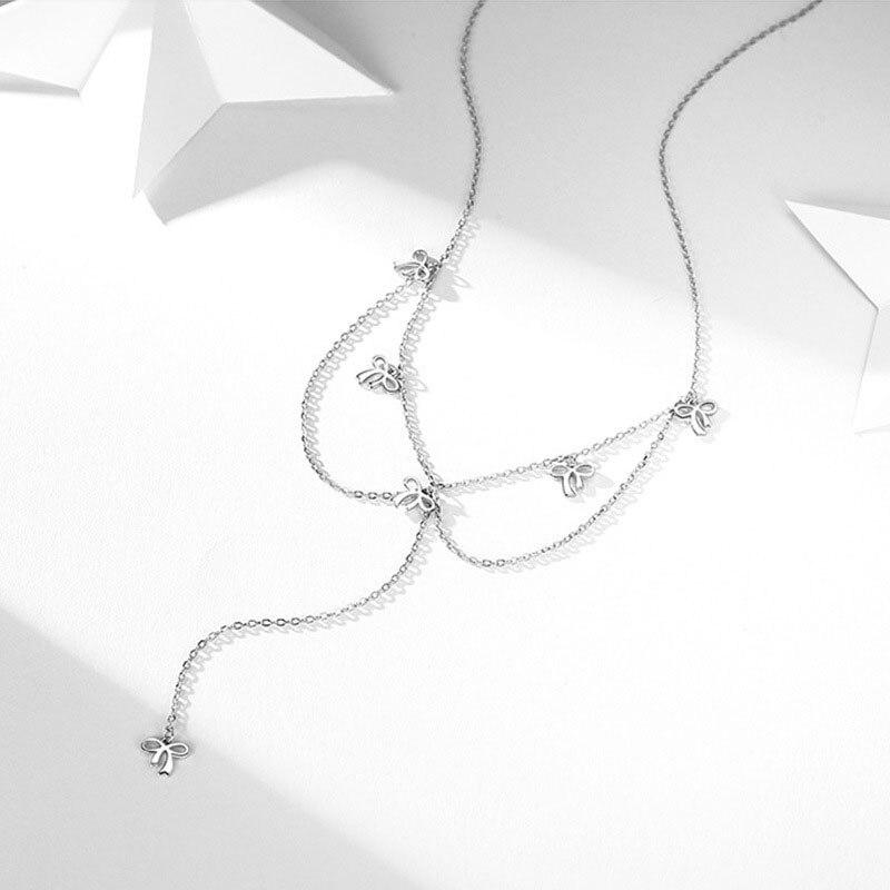 Ожерелье-бантик из стерлингового серебра 925 пробы, женское, простое, милое, с короткой цепочкой, колье-чокер, оптовая продажа
