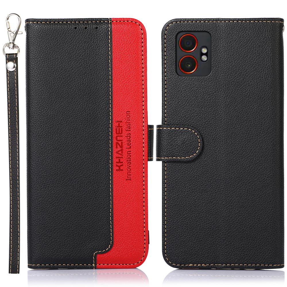 KHAZNEH For Samsung Galaxy XCover7 Pro Case RFID Blocking Wallet PU Leather Phone Cover with Strap