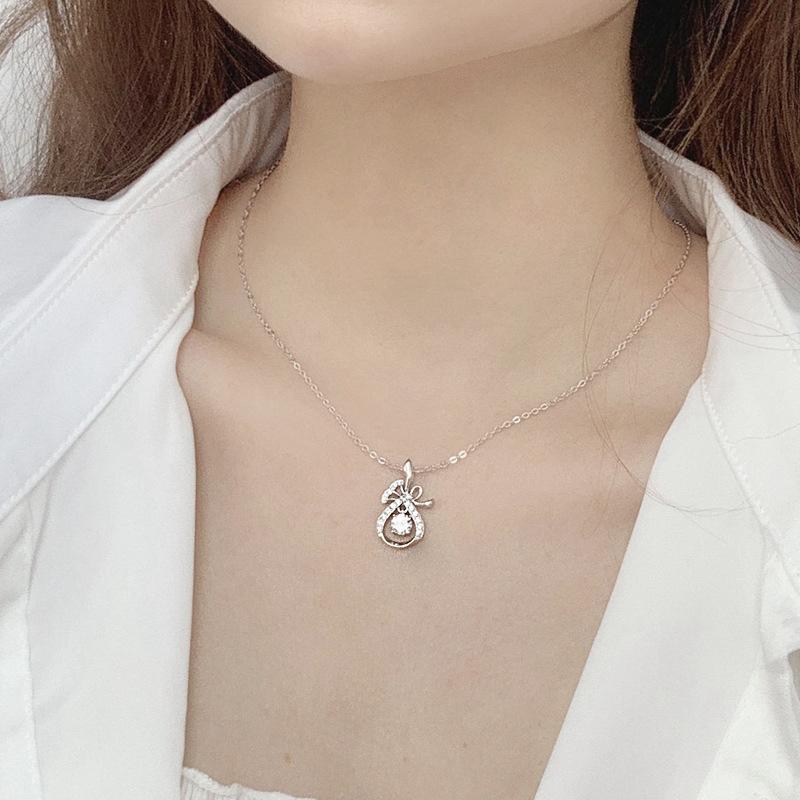 Настоящее ожерелье из муассанита 0,5 карата, роскошное ожерелье из стерлингового серебра 925 пробы, ожерелья с подвеской в ​​виде счастливой сумки для женщин, сверкающие свадебные украшения для невесты