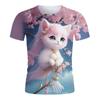 Новая летняя футболка с короткими рукавами и рисунком мультяшного кота в стиле 3D с цифровым принтом