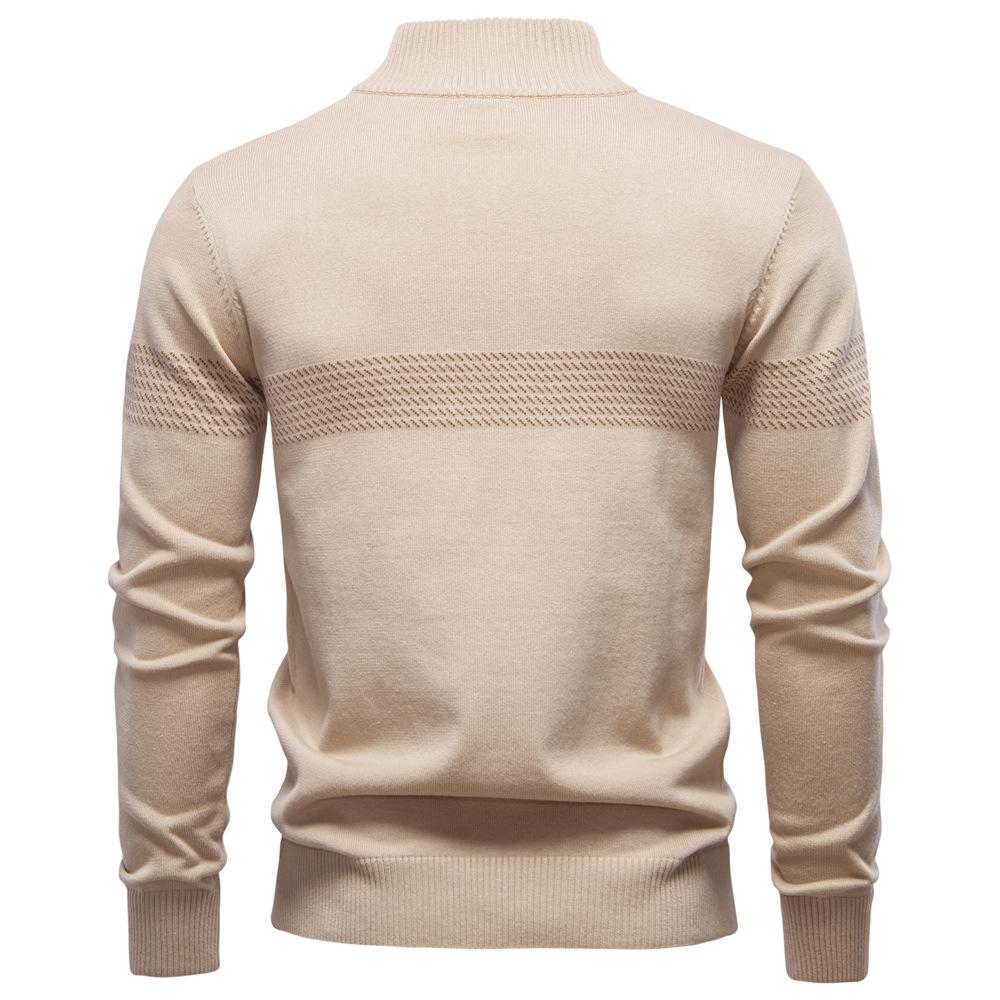 2025 Autumn and Winter New Business Stand Collar Men's Pure Cotton Sweater, High-quality Casual Half Zipper Men's Top