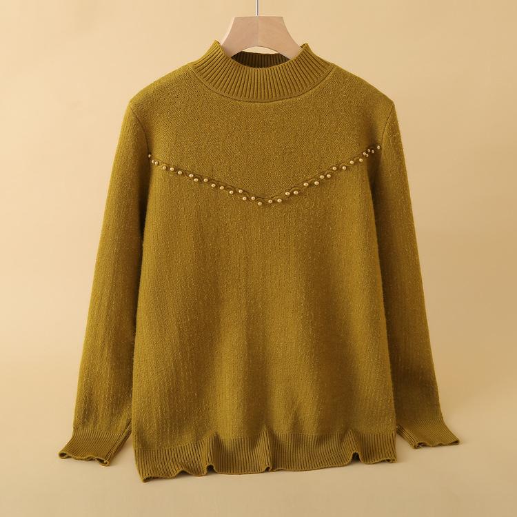 Thickened Velvet Sweater for Women In Autumn and Winter High-end Sweater Half Turtle Neck Warm Velvet Inner Bottom Shirt Top