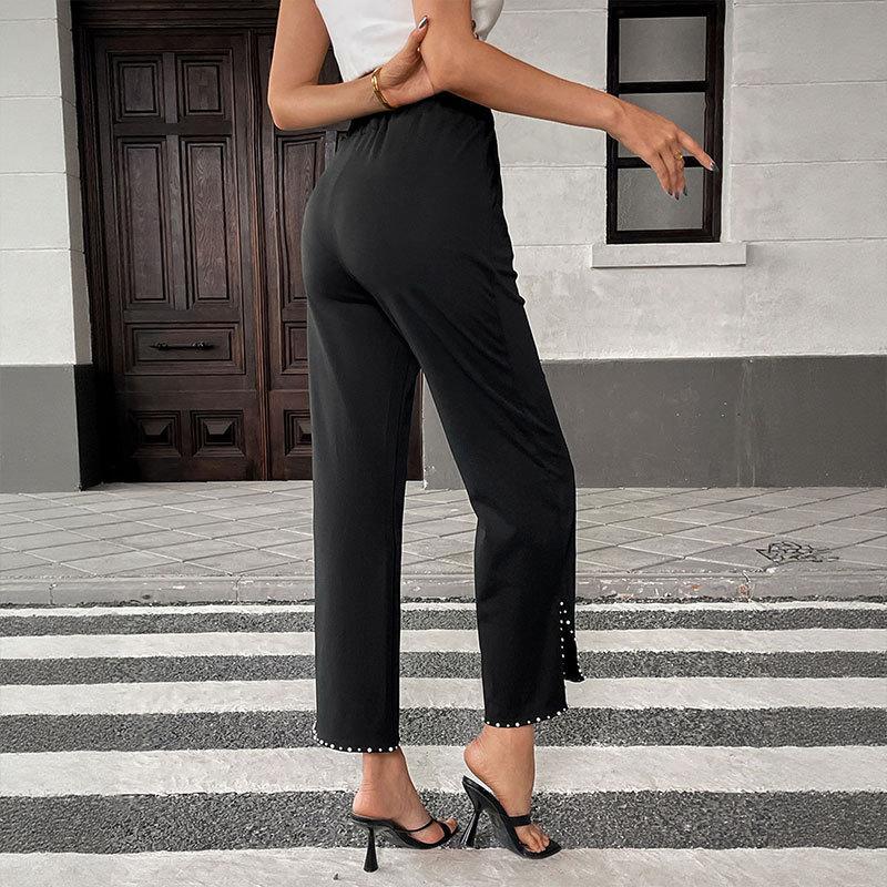 JKASHDK Women's Fashion Casual Solid Color Print High Waist Trousers Pants & Capris