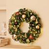 Christmas Wreath for Front Door Artificial Green Pine Needles Teardrop Swag Christmas Garland Decoration with Balls Bows for Indoor Holiday Decor
