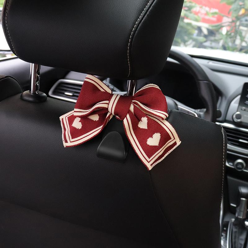Bowknot Car Hooks Seat Back Vehicle Headrest Organizer Storage Hanger Groceries Handbag Women Car Accessories