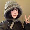 Маленькие лицевые завязки вязаная шапка женская осень и зима большой обхват головы однотонная шерстяная шапка теплая защита ушей шапка-мешок для головы